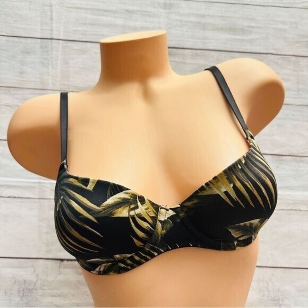 Victoria’s Secret Bra 32B Black Pink Wear Everything Lightly‎ Lined Leaf Wired